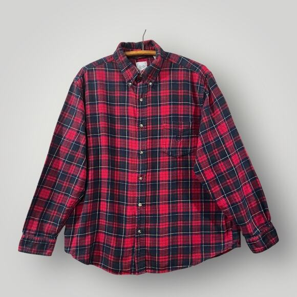 Chap's Men's Size XXL Plaid Flannel Button Down. Holiday Red & Hunter Green - Picture 1 of 9